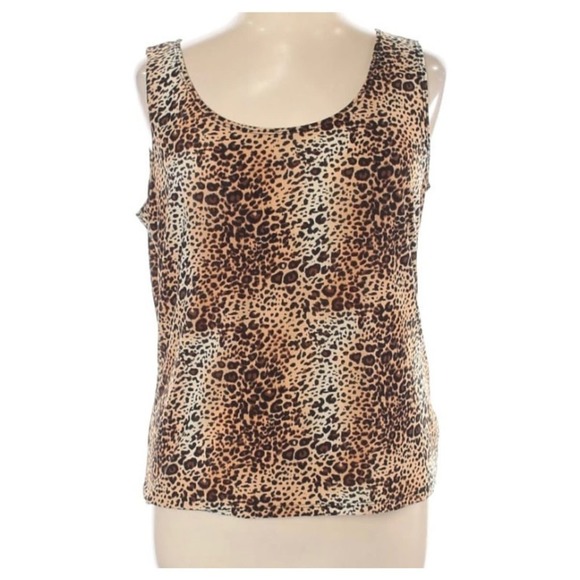 Ellen Tracy Animal Print Tank Top Cheetah Leopard Shirt Womens Size XL - Picture 1 of 10